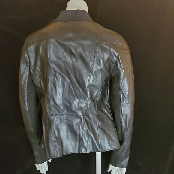 Bar III Black Faux Leather Drape Jacket (S) - Picture 5 of 6